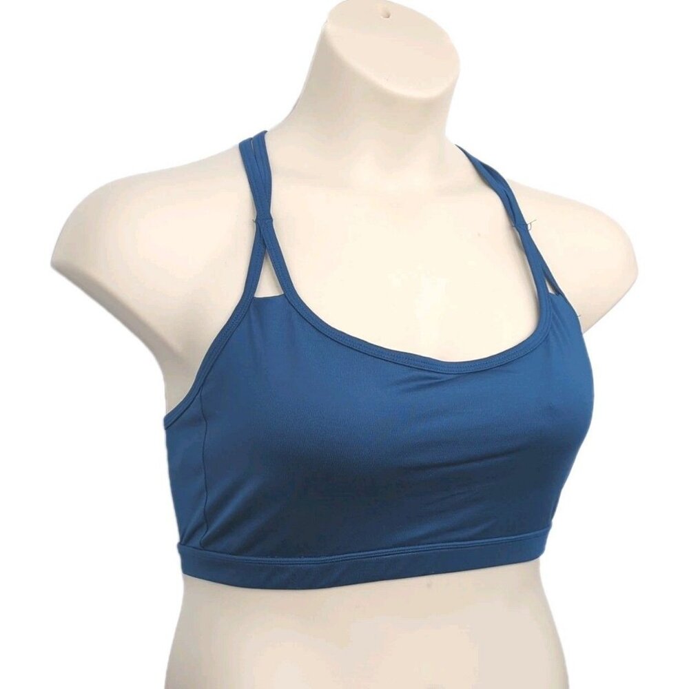 Livi Active Lane Bryant Sports Bra Unlined No Wire Blue Strappy Back Size 16 XL